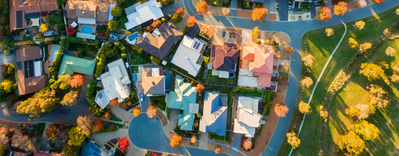 View of suburb from the sky